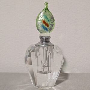 Two's Company Va Bene Faceted Glass Perfume Bottle Murano Style Foil Stopper